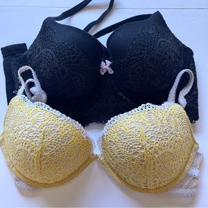 Bundle of 2 Victoria's Secret Bras Body By Victoria & Padded Demi Yellow Sz 34C